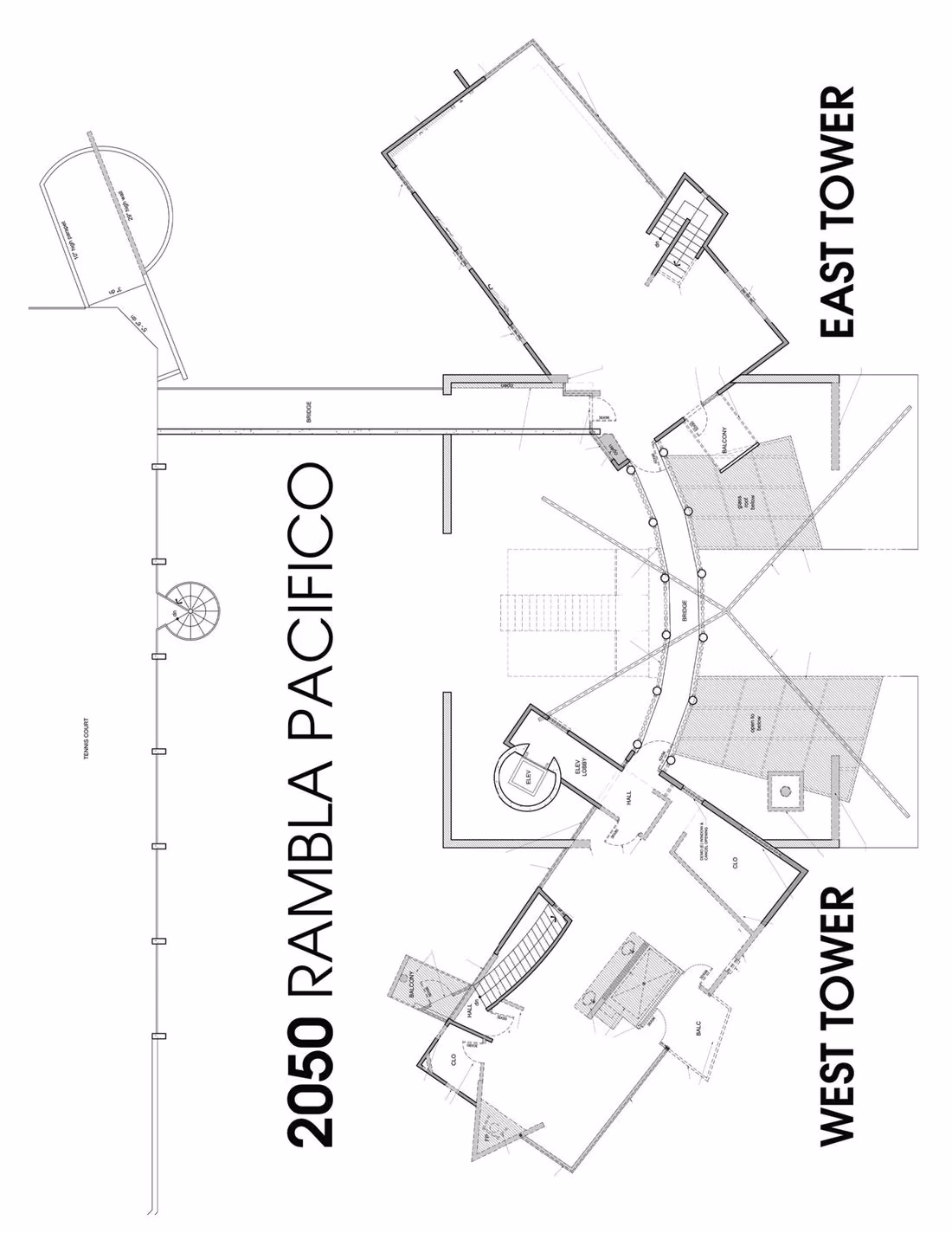 2050 Rambla Pacifico architectural floor plan, East and West towers