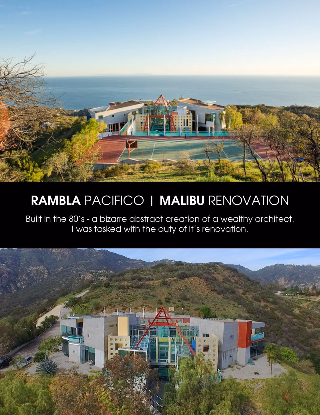 2050 Rambla Pacifico, a Malibu renovation project, aerial before photos