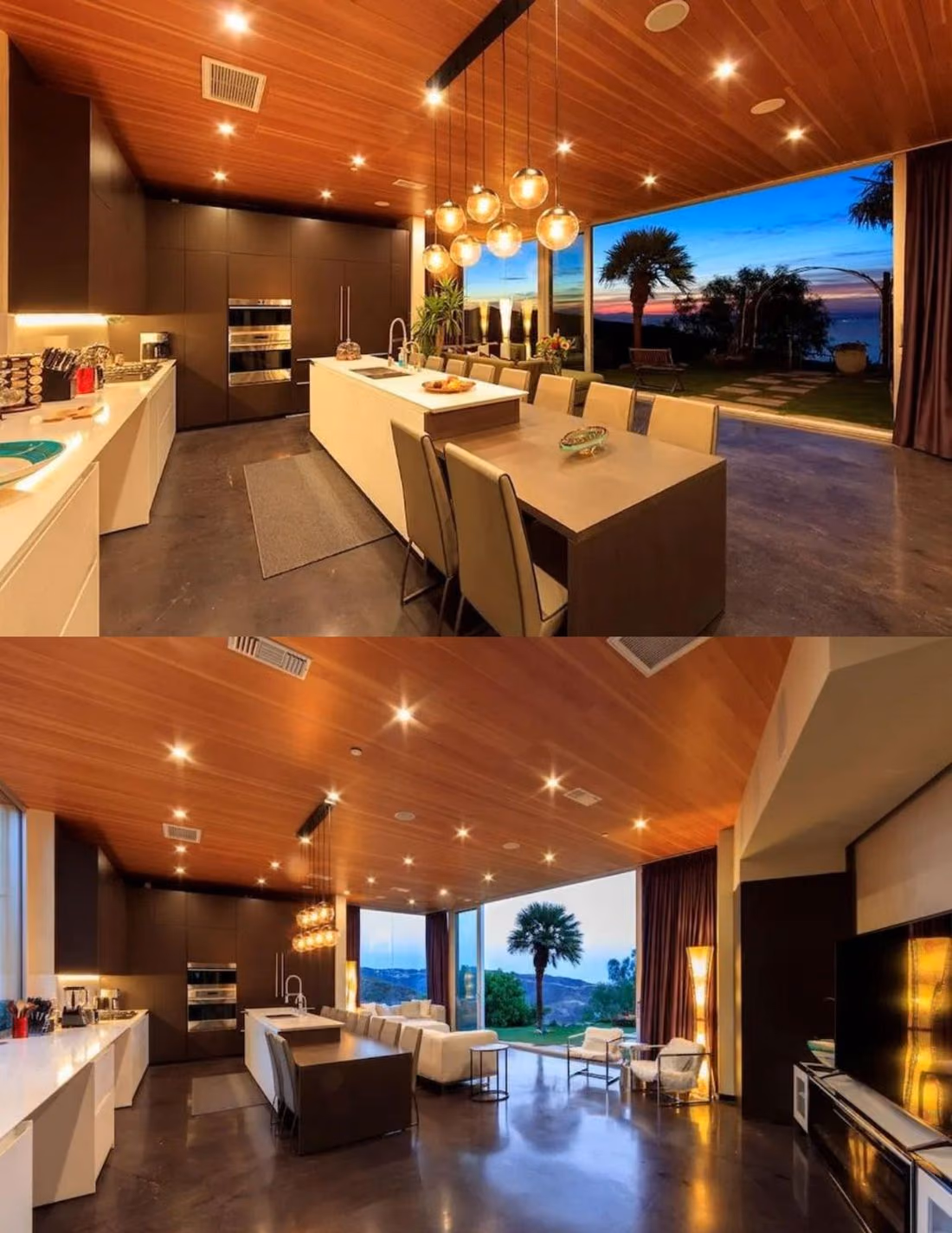 Finished kitchen and living area of the renovated Rambla Pacifico home