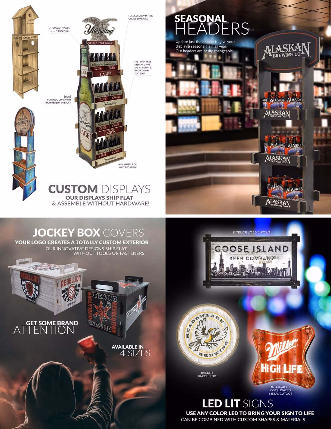 Custom retail display and signage design for beverage brands