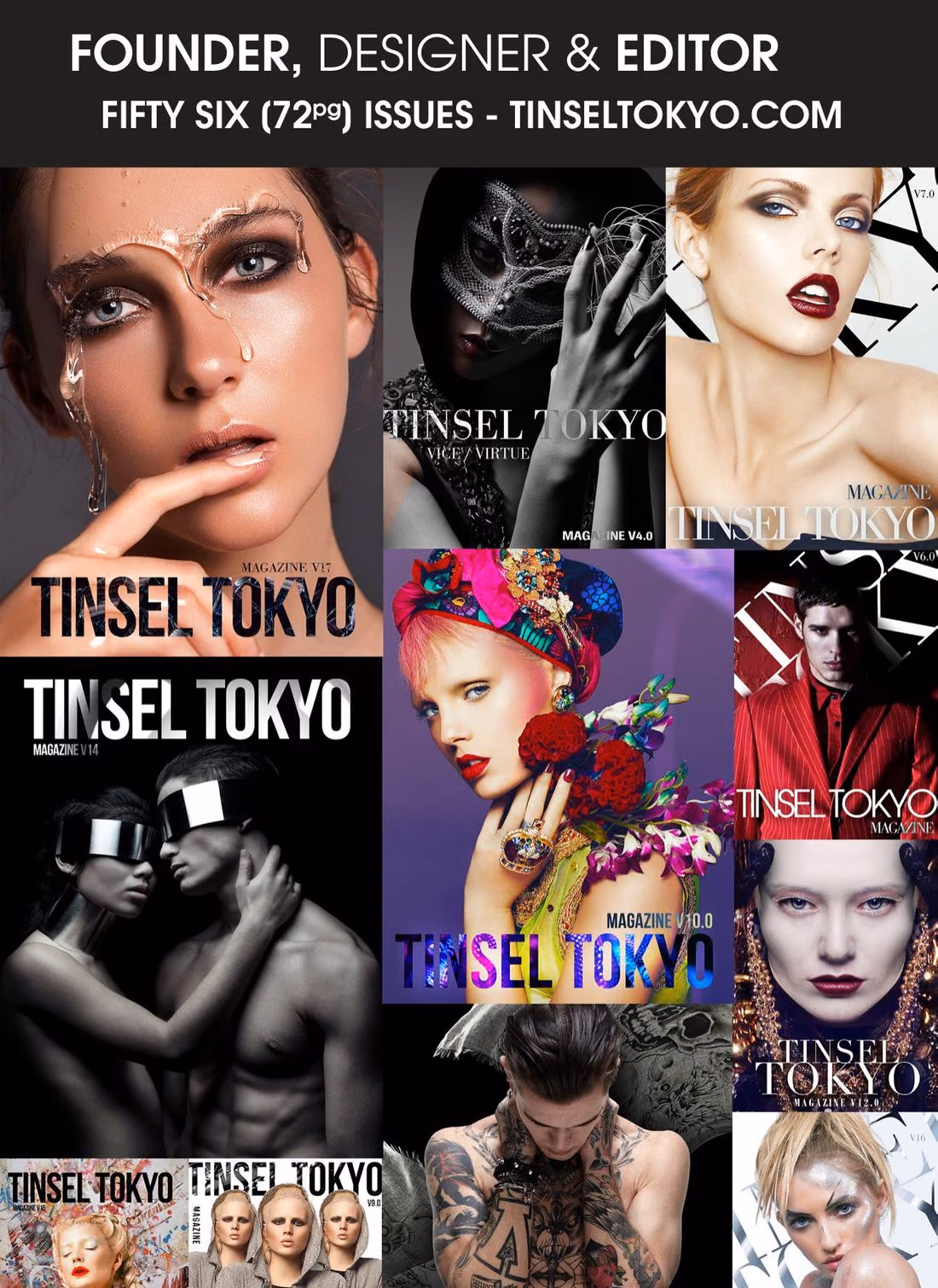 Tinsel Tokyo magazine cover designs